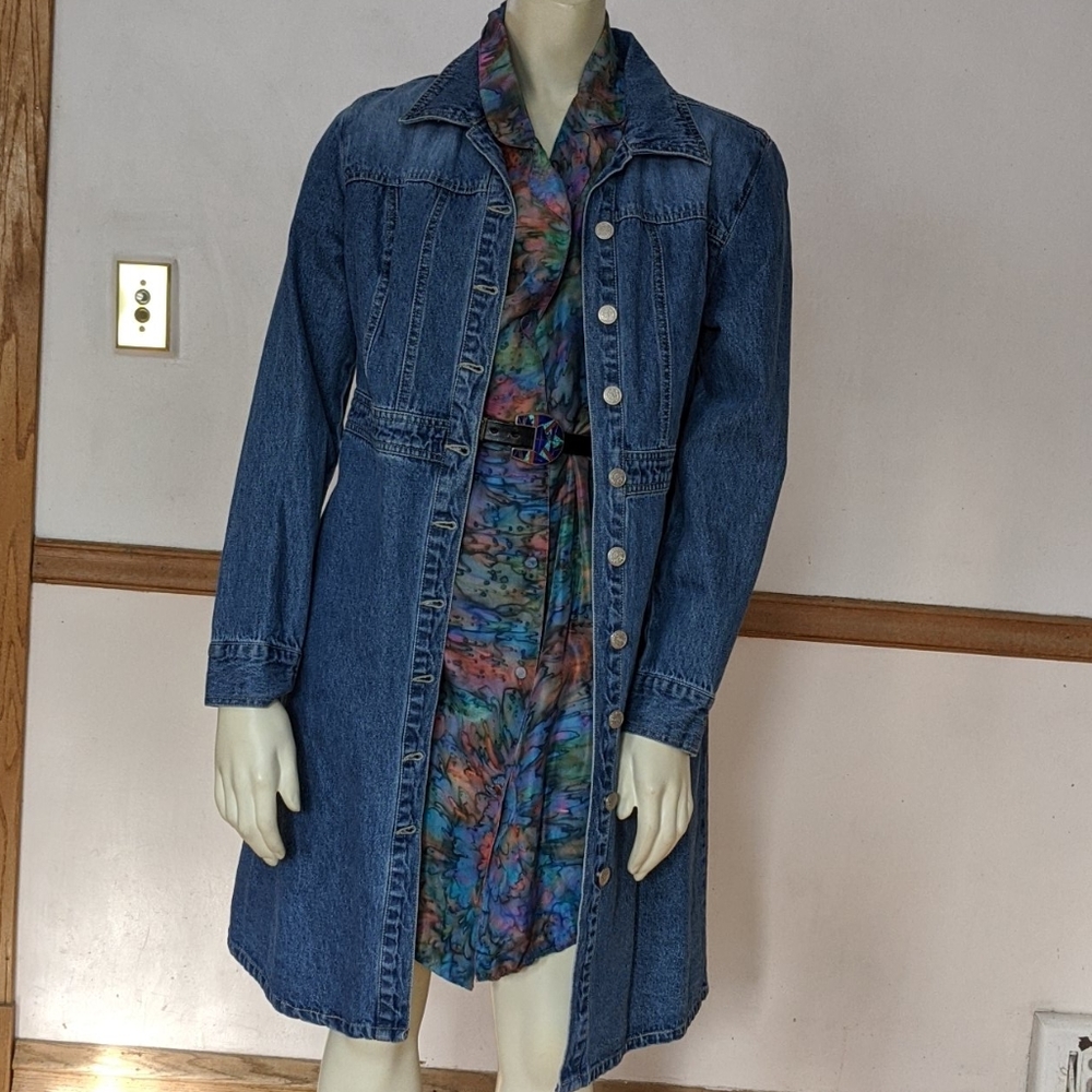 Vintage Blue Jean long Jacket  size 6P